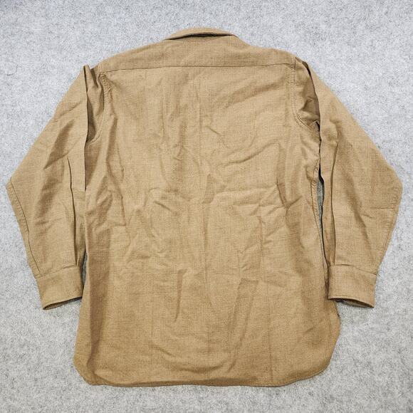 Vintage US Army Wool Shirt Mens 15.5 34 Khaki Button Front Military Uniform 50s - Picture 15 of 16